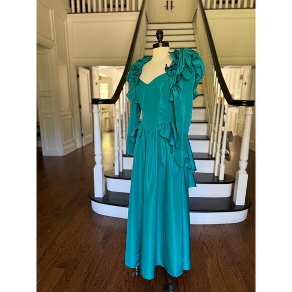 Vintage 80s Poof Ruffle Prom Dress Gilded Age Victorian Costume Cosplay Punk Fae - Picture 5 of 9